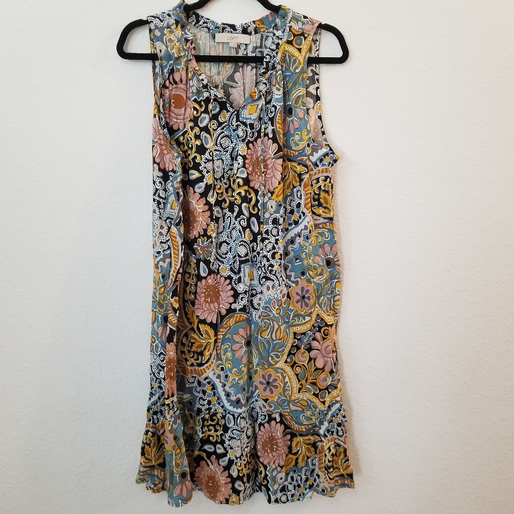 Loft floral sleeveless summer print dress